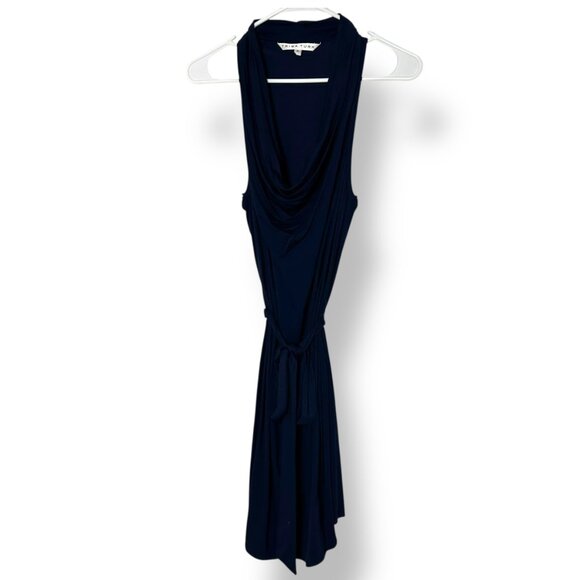 Trina Turk Navy Sleeveless Jersey Short Dress w/ Tie Draped Scoop Neck Sz 0 - Picture 2 of 8